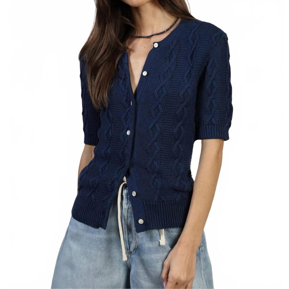 NEW DYLAN cable knit cardigan in navy